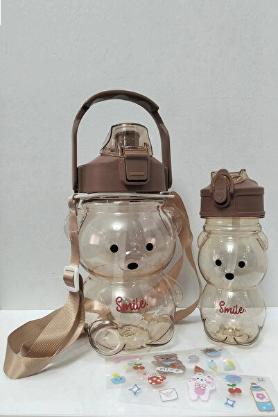 Rosemor 2-Piece Teddy Bear Transparent Water Bottle 1000+400ml Children's Wat...