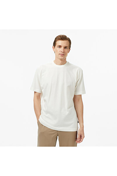 Nautica Erkek Krem Regular Fit Çizgili T-Shirt