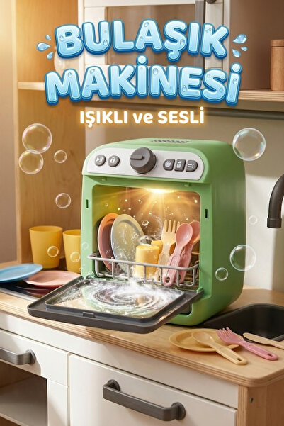 craftivio Işıklı Sesli ve Su Püskürtmeli Oyuncak Bulaşık Makinesi 23 cm - Ger...