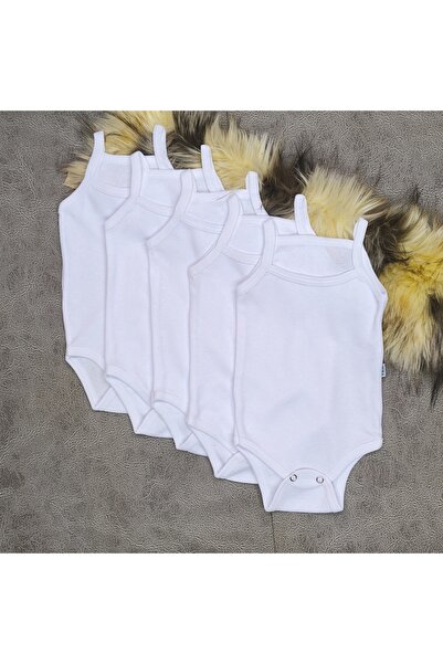 vieso 5-Pack Cotton White Snap Fastener Baby Undershirt Bodysuit with Rope St...