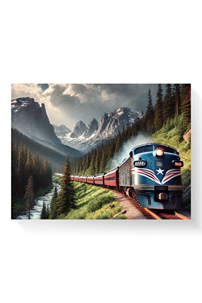 Printees Tablou Tren în Munții Stâncoși - Canvas pe șasiu