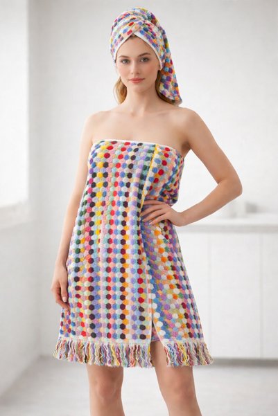 Peacock Nohut Bathrobe Multi Color Premium Cotton