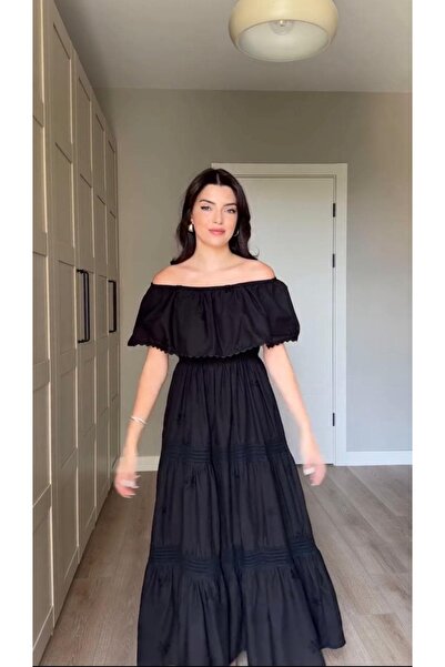 Marka Giyim Lace Detailed Elastic Waist Lined Dress