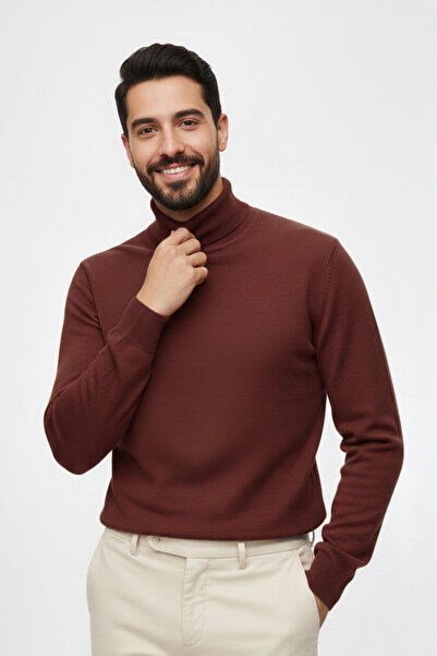 Pulltonic Men's Turtleneck Plain Sweater