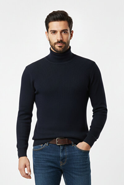 Pulltonic Men's Turtleneck Plain Sweater