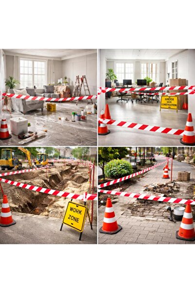 A-plast İkaz Şeridi/Uyarı Bandı Emniyet Şeridi Emniyet Bandı kırmızı beyaz ( ...