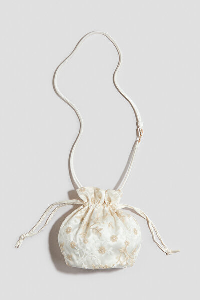 H&M İşlemeli ve Büzgü Bağlı Çanta