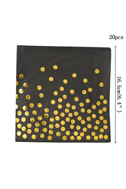 Choice 20pcs napkin Black Gold Party Supplies Disposable Tableware Set Paper ...