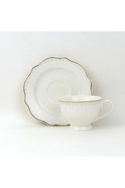 Generic Embossed porcelain tea cup set - 12 pieces