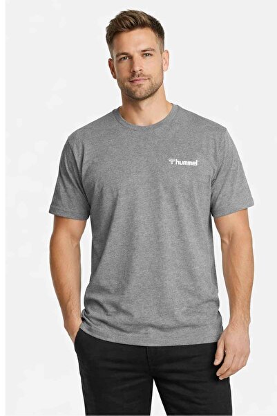 hummel Jullian Gray Short Sleeve Basic Cotton T-Shirt