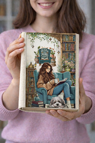 HG Home&Game غلاف كتاب من القماش بتصميم فتاة تقرأ كتابًا - مطبوع حافظة كتب من...