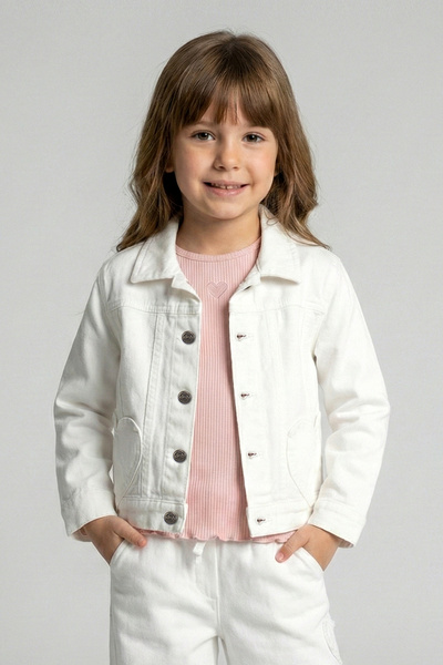 Dmb Girl's Heart Pocket Denim Jacket