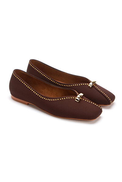 Satenora Rosie Brown Suede Blunt Toe Ballerinas
