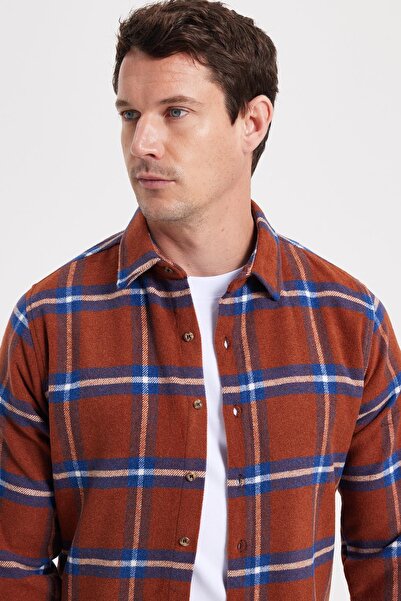 Tudors Men's Slim Fit slim fit checkered winter lumberjack shirt
