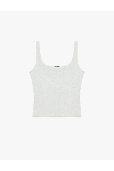 Koton Slim Fit Sleeveless Square Neck Cotton Blouse