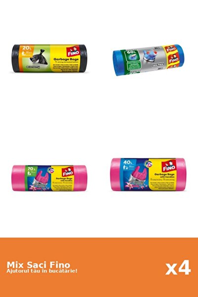 Fino Set 4 Saci Fino: 1x 30 buc, 1x 20 buc, 1x 70 l, 1x 40 l