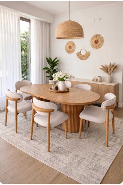 mattasarım Bohem Masa Takımı 6 Sandalye - 90X170 Masa Mat-1900