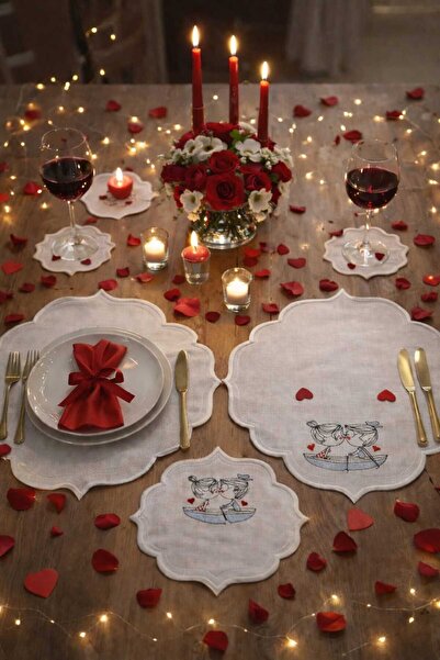 YD TASARIM Y & D TASARIM AŞK SERİSİ 2’Li AMERİKAN SERVİS VE SUNUM PEÇETESİ SE...