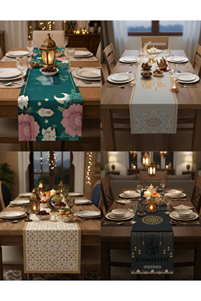 tarzınısec Ειδικό σετ 4 τεμαχίων τραπεζομάντηλων με ψηφιακή εκτύπωση για το μ...