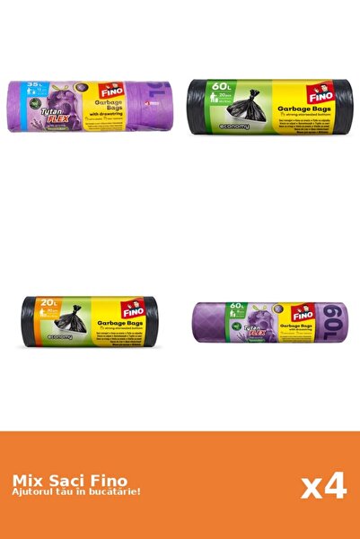 Fino Set 4 Saci Fino: 1x 35 l, 1x 20 buc, 1x 30 buc, 1x 60 l