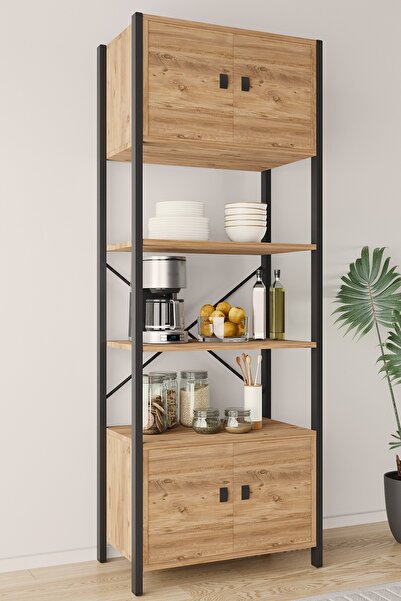 Tedarikcenter 4 Kapaklı 5 Raflı Kahve Köşesi Mutfak Rafı Mutfak Bangosu Malze...