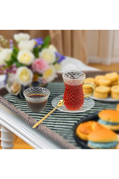 Generic Elegant Tea and Coffee Cup Set - Transparent - 24 Pieces