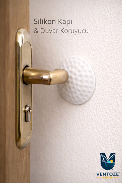 Ventoze 4’lü Silikon Kapı Kolu Duvar Koruyucu | Tampon Beyaz Darbe Emici Kend...