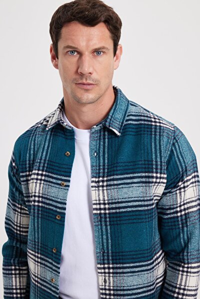 Tudors Men's Slim Fit slim fit checkered winter lumberjack shirt