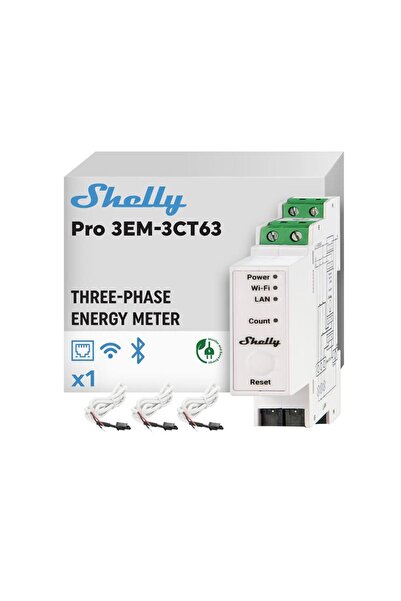 Shelly Pro 3EM 3CT 63 DIN Ray Akıllı 3 Faz Enerji Ölçer