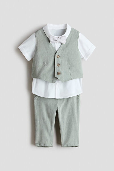 H&M 4 Parçalı Keten Karışımlı Şık Set