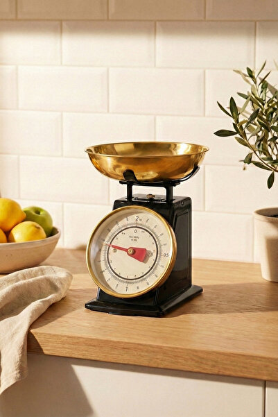 Sevinse Home 50's Style Retro Siyah Gold Analog Mutfak Tartısı, Terazisi – Si...