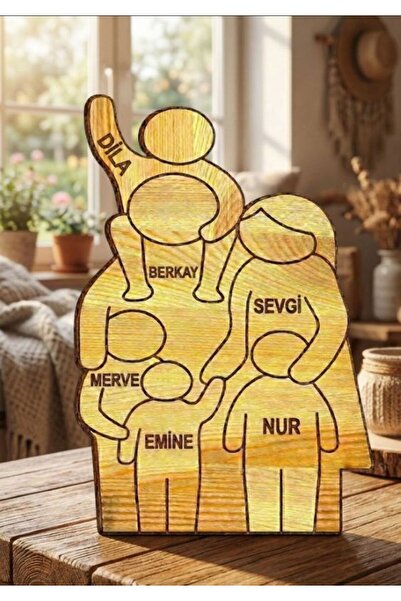 Kişiye Özel Ahşap Ailemiz Puzzle Altılı