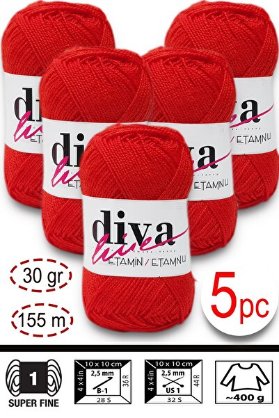 Diva İplik Etamin-Processing Orlon-Wayuu Bag String 07 Apple Candy (Pack of 5)