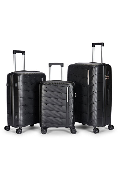 LİMRA A travel luggage set consisting of 3 wheeled suitcases with a sturdy an...
