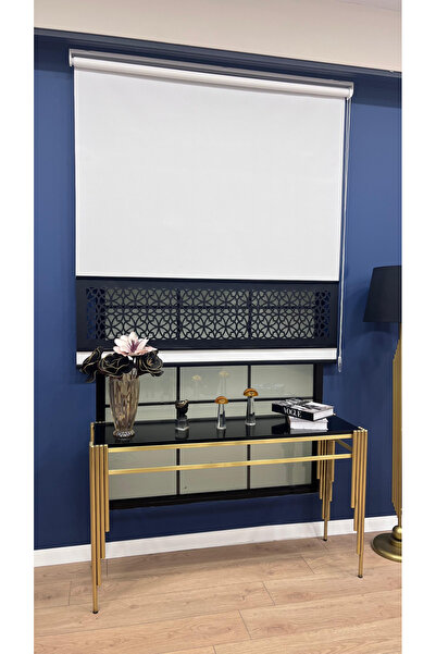 EYMENS HOME Lzr120 Yeni Çift Renk Lazer Kesim Stor Perde Açık Beyaz (Siyah Çı...