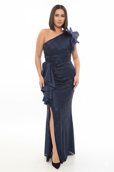 Donna Miranda Tek Omuz Yırmaçlı Abiye