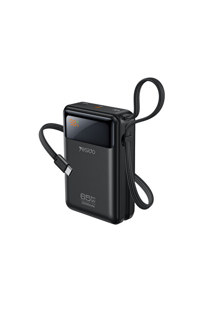 Yesido Dijital Göstergeli 20.000 mAh 65W Hızlı Şarj Destekli Dahili Type C Ka...
