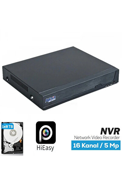 jetucuzal 16 Kanal 5 MP’e Kadar 1×8 TB HDD NVR Kayıt Cihazı AV-NVR16H