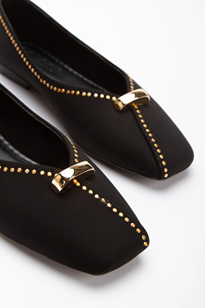 Satenora Rosie Black Suede Blunt Toe Ballerinas