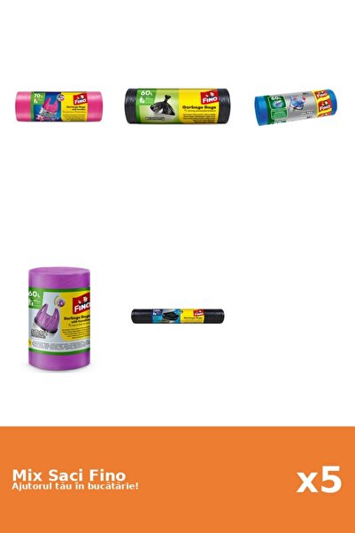 Fino Set 5 Saci Fino: 1x 70 l, 2x 20 buc, 1x 60l, 1x 120 l