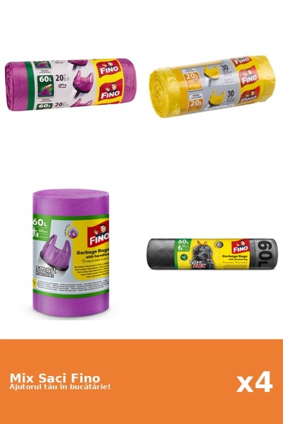 Fino Set 4 Saci Fino: 1x 20 buc, 1x 30 buc, 1x 60l, 1x 60 l