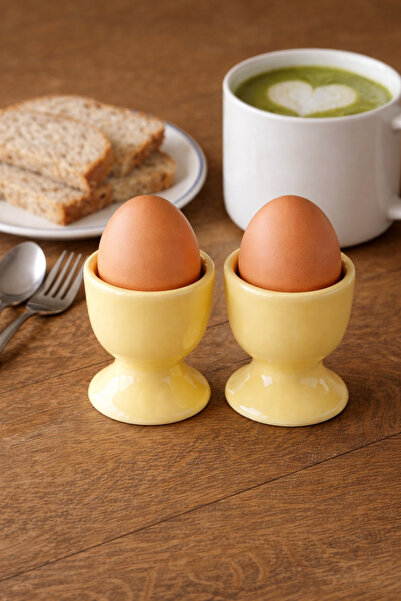 Beige & Stone كأس بيض سيراميك أصفر - طقم من قطعتين