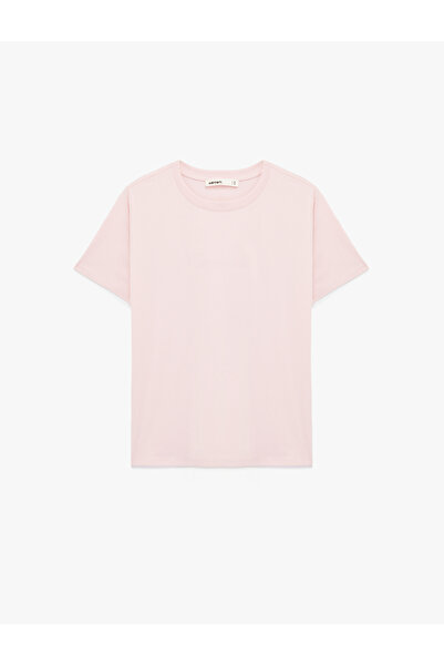 Koton Tricou de bază din bumbac cu mânecă scurtă și decolteu