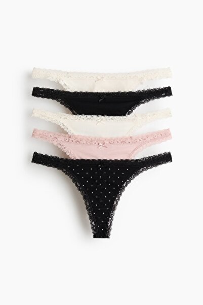 H&M 5'li Pamuklu Tanga Thong Külot