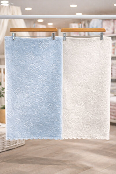 Newworld baby Blue & Cream Baby Blanket Set (2 Pieces) 90*90
