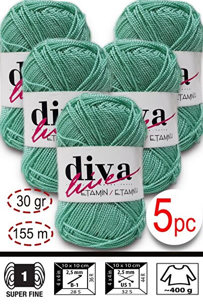 Diva İplik Etamin-Processing Orlon-Wayuu Bag String 49 Mint (Pack of 5)