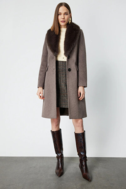 Ekol Yakası Kürklü Kapak Cepli Kaban 6065