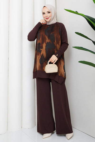 Pamuk Butik Women's Silk Kupra Trousers and Double Mercerized Knitwear Set