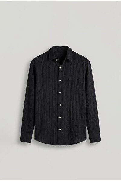 ablukaonline Men's Relax Fit Comfortable Cut Shirt Black