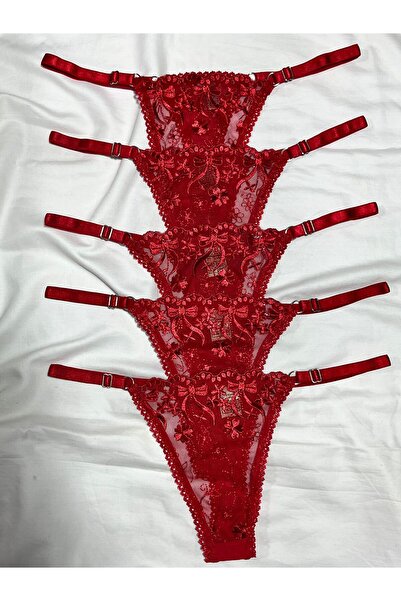 mendoza store Chiloți tanga ajustabili cu flori roșii, mărimi S-M-L-XL, set d...